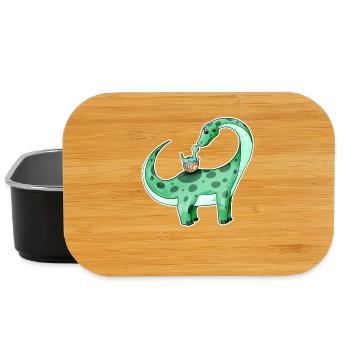 Dinosaure avec bébé dinosaure - Dino - Boîte à goûter - noir - Devant
