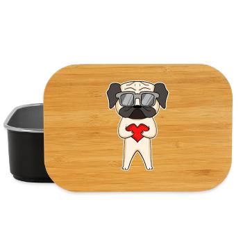 Dog with heart and glasses - Pug - Lunch Box - black - Front