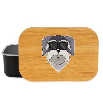 Schnauzer dog with glasses - cool dog - Lunch Box - black - Front