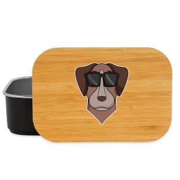 Pointer dog with glasses - cool dog - Lunch Box - black - Front
