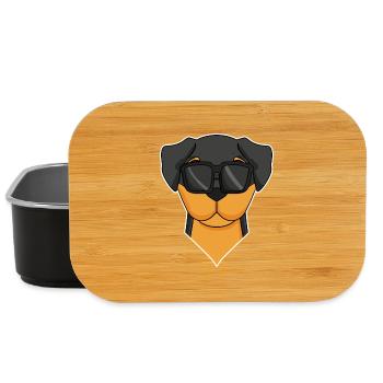 Rottweiler dog with glasses - cool dog - Lunch Box - black - Front