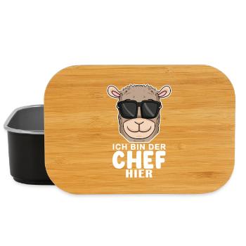 Chef Spruch mit Alpaka Motiv - Lunch Box - Schwarz - Vorne
