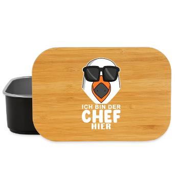 Chef Spruch mit Möwe Motiv - Lunch Box - Schwarz - Vorne