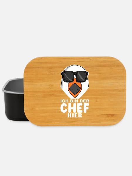 Chef Spruch mit Möwe Motiv - Lunch Box - Schwarz