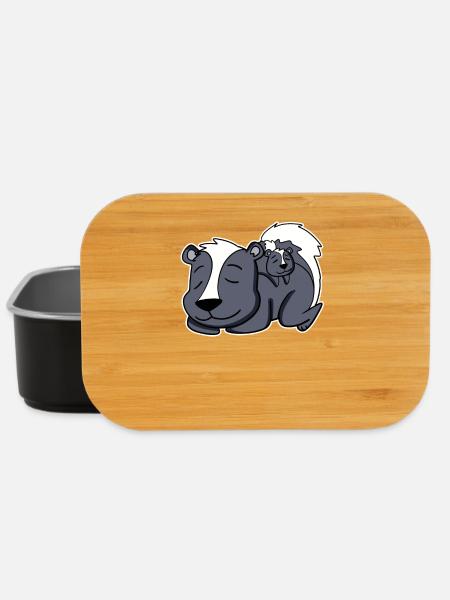 Stinktier Familie - Stinktier mit Baby - Lunch Box - Schwarz