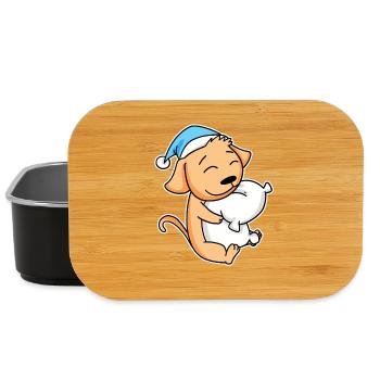 Chien avec oreiller et bonnet somnolent - Boîte à goûter - noir - Devant