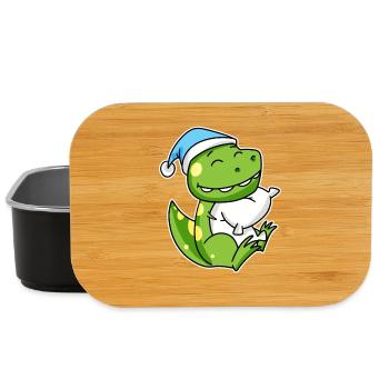 Dinosaure avec oreiller et bonnet somnolent - Dino - Boîte à goûter - noir - Devant