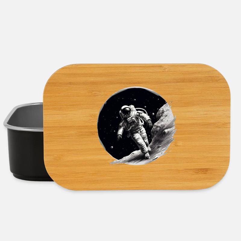 astronaut on the moon - Lunch Box - black