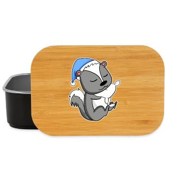 Skunk avec oreiller et bonnet somnolent - Boîte à goûter - noir - Devant