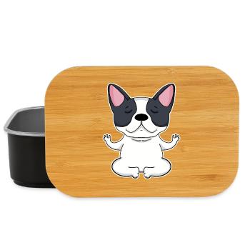 Yoga - Motif de chien bouledogue français - Boîte à goûter - noir - Devant