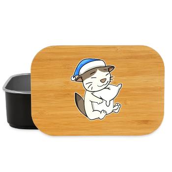 Schlafen Müde - Katze mit Kissen und Schlafmütze - Lunch Box - Schwarz - Vorne