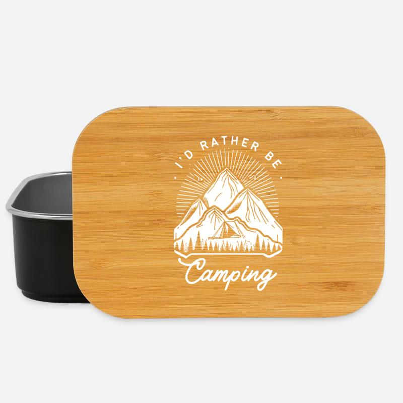 Outdoors Nature Camping Quote Rather Be Camping  - Lunch Box - black