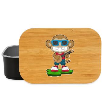 Monkey Musician Guitar Music - Lunch Box - black - Front
