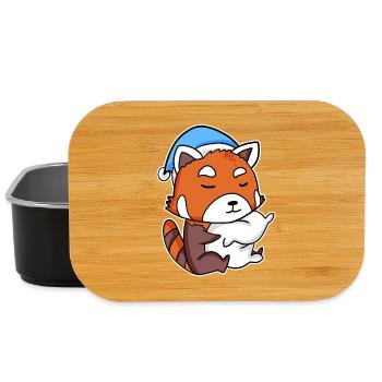 Western Little Panda with Pillow and Sleeping Hat - Lunch Box - black - Front