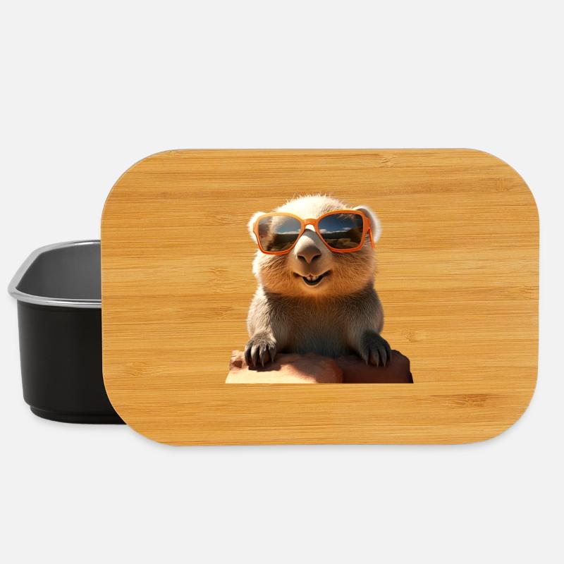 Wombat mit Sonnenbrille Australien Süße Wombats - Lunch Box - Schwarz