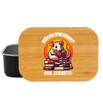 Bücherwurm? Nein, Leseratte! Süße Ratte liest Buch - Lunch Box - Schwarz - Vorne