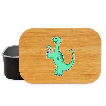 Dinosaure avec bébé dinosaure - Motif Dino - Boîte à goûter - noir - Devant