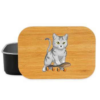 Chat Skater Skateboard Sport - Boîte à goûter - noir - Devant