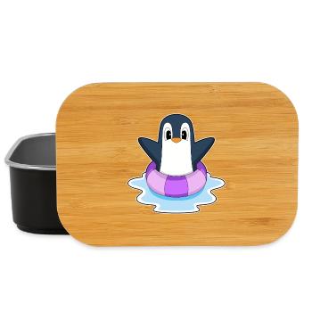 Pinguin Schwimmen Schwimmring Sommer - Lunch Box - Schwarz - Vorne