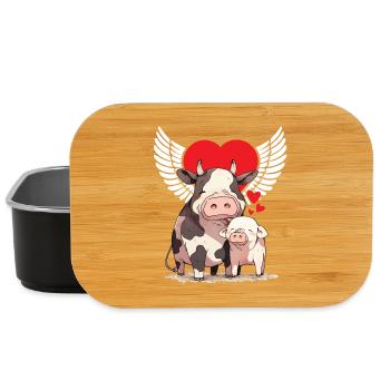 Amoureux des animaux Amoureux des animaux Vache Cochon Bien-être animal Coeur - Boîte à goûter - noir - Devant