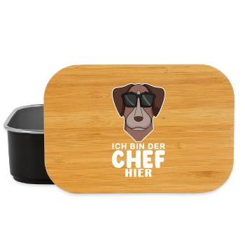 Chef Spruch Anführer Hund Pointer Motiv - Lunch Box - Schwarz - Vorne