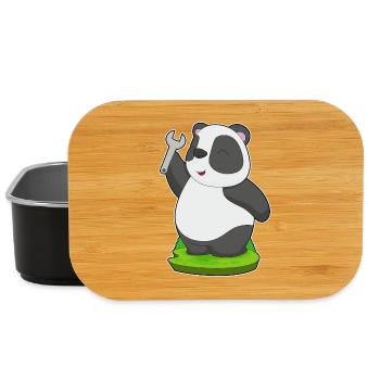 Panda Mechanic Wrench Workshop - Lunch Box - black - Front