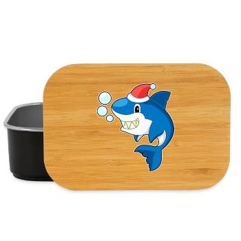 Shark Christmas Santa Hat - Lunch Box - black - Front