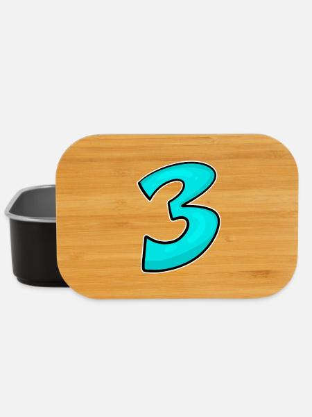 Trois - 3 - Numéro 3 - Numéro 3 - Boîte à goûter - noir