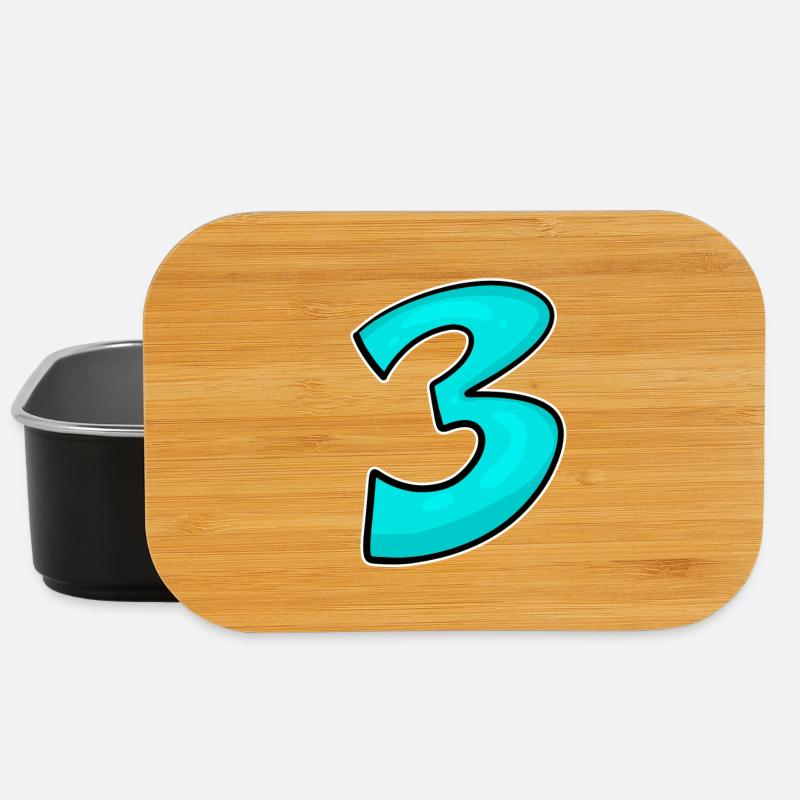 Trois - 3 - Numéro 3 - Numéro 3 - Boîte à goûter - noir