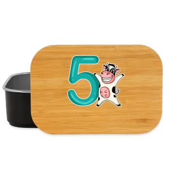 Motif 5ème anniversaire Vache - Cinq ans - Boîte à goûter - noir - Devant