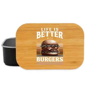 Burgers und Lebensfreude Motiv - Lunch Box - Schwarz - Vorne
