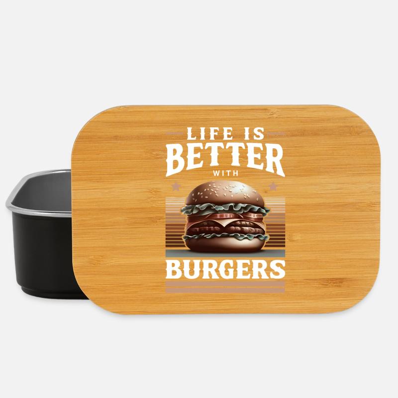 Burgers und Lebensfreude Motiv - Lunch Box - Schwarz