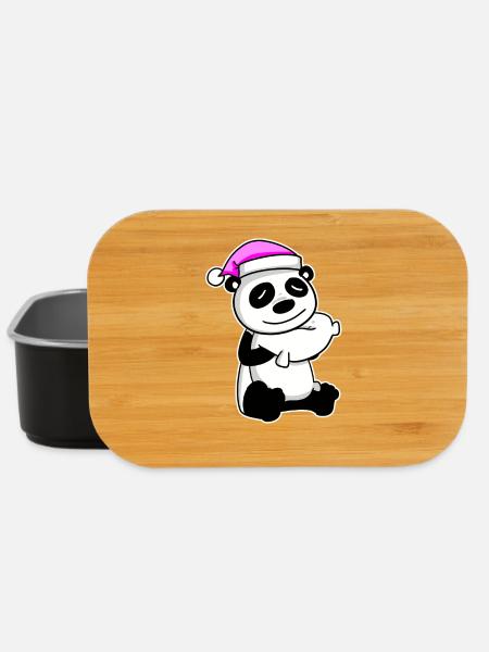 Panda Müde Ausschlafen Schlafen Mädchen - Lunch Box - Schwarz