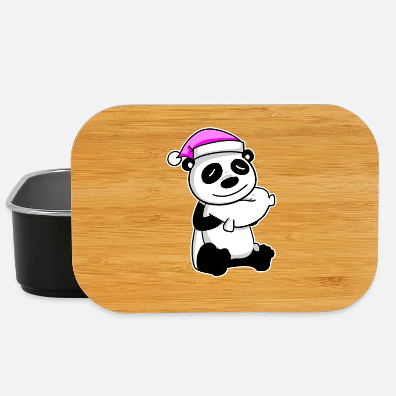 Panda Müde Ausschlafen Schlafen Mädchen - Lunch Box - Schwarz