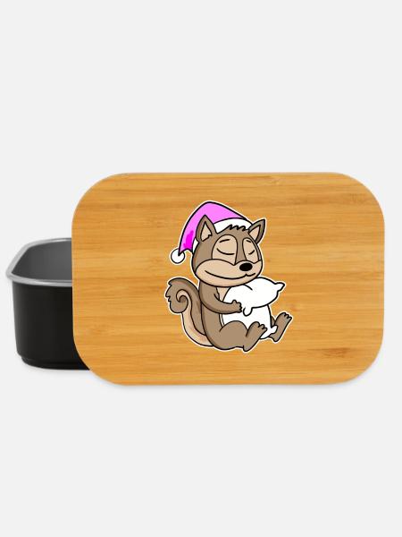 Eichhörnchen Müde Ausschlafen Schlafen Mädchen - Lunch Box - Schwarz