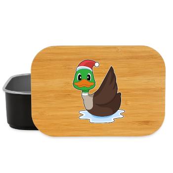 Canard Noël père Noël chapeau - Boîte à goûter - noir - Devant