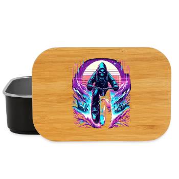 Skelett Fatbiker Synthwave Retro Fahrrad Fahrer - Lunch Box - Schwarz - Vorne