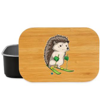 Hedgehog Skier Skiing Winter Sports - Lunch Box - black - Front