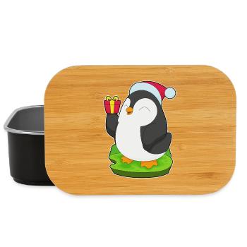 Pingouin Noël père Noël chapeau - Boîte à goûter - noir - Devant