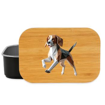 chien beagle origami géométrique 3d - Boîte à goûter - noir - Devant