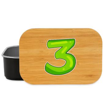 Drei - 3 - Nummer 3 - Zahl 3 - Lunch Box - Schwarz - Vorne