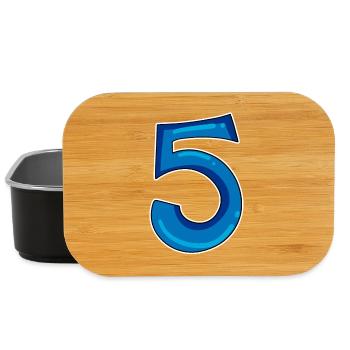 Number 5 - Five - 5 Motif - Number 5 Number - Lunch Box - black - Front