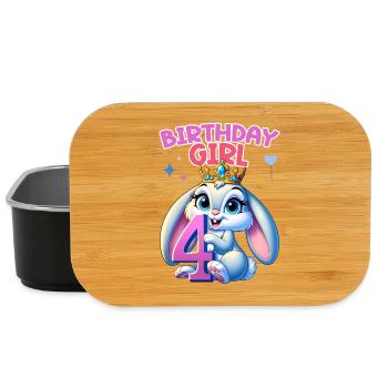 Anniversaire Fille, Anniversaire Enfants, 4 Ans, Fille - Boîte à goûter - noir - Devant