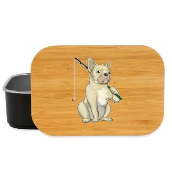Französische Bulldogge Angler Angelrute Angeln - Lunch Box - Schwarz - Vorne