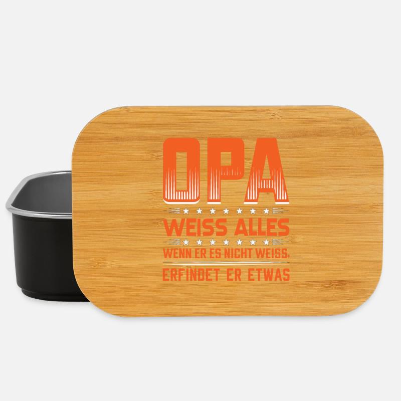 Opa weiß alles | Opa T-Shirt mit Lustigem Spruch - Lunch Box - Schwarz