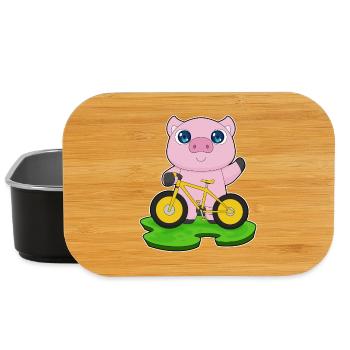 Schwein Fahrrad - Lunch Box - Schwarz - Vorne