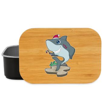 Shark Christmas Candy Cane - Lunch Box - black - Front