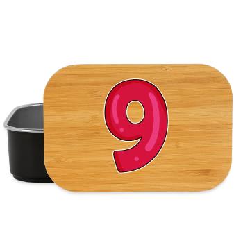Number 9 - Nine - 9 Motif - Lunch Box - black - Front