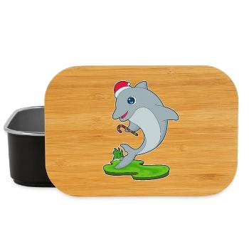 Dolphin Christmas Candy Cane - Lunch Box - black - Front