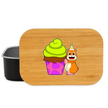 Hamster Birthday Cupcake - Lunch Box - black - Front